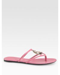 Gucci | Pink Thong Flat Sandals | Lyst