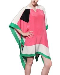 Issa | Multicolor Printed Silk Satin Poncho Shirt | Lyst