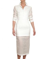 Jil Sander | White Cotton Organdy Dress | Lyst