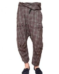 John Galliano | Purple Crinkled Checked Wool Trousers for Men | Lyst