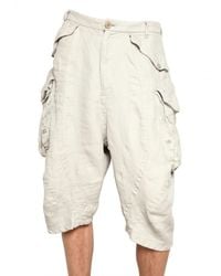 Julius | Natural Bamboo Twill Cargo Shorts for Men | Lyst