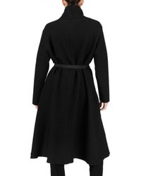 Lanvin | Black Washed Wool Jacquard Coat | Lyst