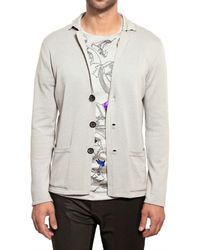 Lanvin | Gray Wool Cotton Knit Cardigan Sweater for Men | Lyst