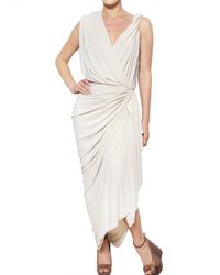 Lanvin | White Draped Techno Jersey Dress | Lyst