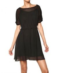 Marc By Marc Jacobs | Black Elasticated Waistband Chiffon Dress | Lyst