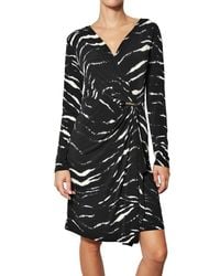 MICHAEL Michael Kors | Black Zebra Mock Wrap Dress | Lyst