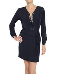 MICHAEL Michael Kors | Blue Chain Tie Jersey Dress | Lyst