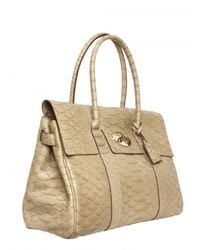 Mulberry | Natural Bayswater Silky Snake Print Leather Top | Lyst