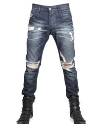 Balmain | Blue 17cm Destroyed Denim Skinny Fit Jeans for Men | Lyst