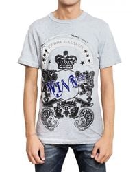 Balmain | Gray Printed Melange Jersey T-shirt for Men | Lyst