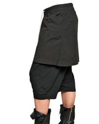 Rick Owens | Black Poplin Skirt and Jersey Shorts for Men | Lyst