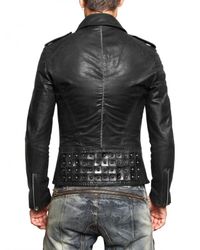 Tom Rebl | Black Tumbled Biker Leather Jacket for Men | Lyst