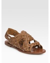 Tory Burch | Brown Killian Interwoven Leather Sandals | Lyst