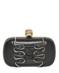 Alexander McQueen | Black Leather Corset Skull Box Clutch | Lyst