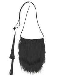 Ann Demeulemeester | Black Silk Georgette Fringed Shoulder Bag | Lyst