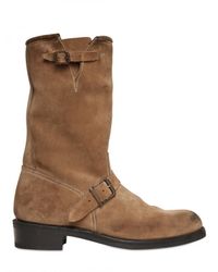 Balmain | Natural Double Belted Suede Boots for Men | Lyst
