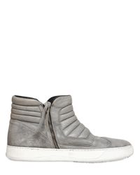 BB Bruno Bordese | Gray Padded Leather Zip Up High Tops Sneakers for Men | Lyst