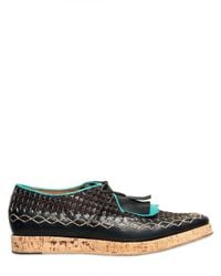Burberry Prorsum | Black Fringed Stitched Calfskin Lace-up Shoes for Men | Lyst