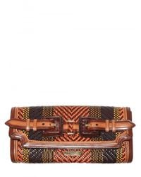 Burberry Prorsum | Brown Woven Leather Clutch | Lyst