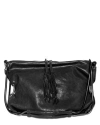 De Couture | Black Cracked Shiny Lambskin Shoulder Bag | Lyst