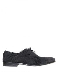 Dolce & Gabbana | Black Paul Newman Crust & Canvas Lace-up Shoes for Men | Lyst