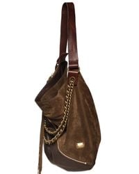 DSquared² | Brown Suede & Leather Zipped Shoulder Bag | Lyst