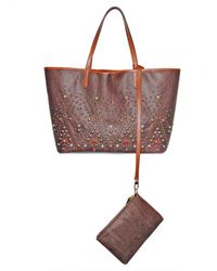 Etro | Brown Multicolor Studded Grainy Jacquard Tote | Lyst