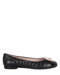 Ferragamo | Black Fun Cocco Gum Patent Flats | Lyst