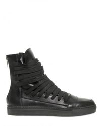Kris Van Assche | Black Lace Up Calfskin High Top Sneakers for Men | Lyst