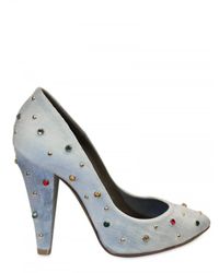 Mulberry | Blue 100mm Gems On Washed Denim Pumps | Lyst