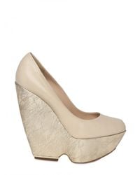 Nicholas Kirkwood | Natural Leather and Metallic Leather Wedge Pumps | Lyst