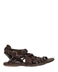 Officine Creative | Black Woven Washed Leather Sandals for Men | Lyst