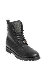 Philipp Plein | Black Studded Tongue Calfskin Boots for Men | Lyst