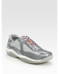 Prada | Metallic Patent Sport Sneakers | Lyst