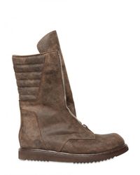 Rick Owens | Brown Front Zip Mohawk Leather Boots for Men | Lyst