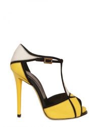 Roger Vivier | Yellow 120mm Prismick Leather & Suede Sandals | Lyst