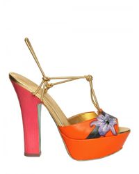 Sergio Rossi | Orange 100mm Painted Flower Nappa Sandals | Lyst