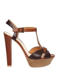 Grey Mer | Brown 130mm Leather T-bar Sandals | Lyst