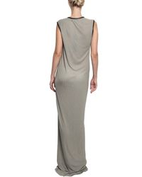 Horace | Gray Ribbed Jersey with Leather Trim Long Dre | Lyst