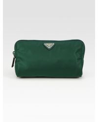 Prada Nylon Triangle Cosmetic Bag in Green (emerald) | Lyst