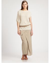 Brunello Cucinelli | Natural Silk Maxi Skirt | Lyst