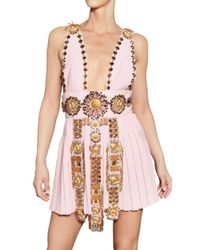 Fausto Puglisi | Pink Embroidered Wool Crepe Dress | Lyst