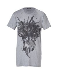 Balmain | Gray Grey S/s T-shirt with Wolf Print for Men | Lyst