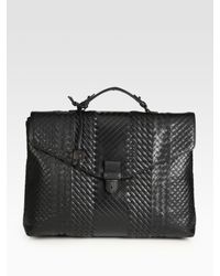 Bottega Veneta | Black Leather Briefcase for Men | Lyst