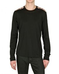 Burberry Brit | Black Long Sleeves Check Shoulder Polo for Men | Lyst