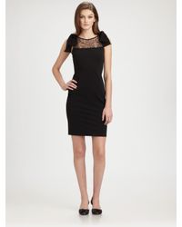 RED Valentino | Black Lace/bow Jersey Dress | Lyst