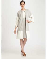 St. John | Gray Wool Colorblock Coat | Lyst