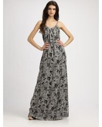 Theory | Black Musea Printed Maxi Dress | Lyst