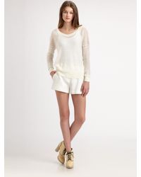 Theory | Natural White Linen Shorts | Lyst