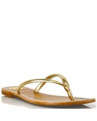 Tory Burch | Abitha - Gold Metallic Puffy Leather Thong Sandal | Lyst